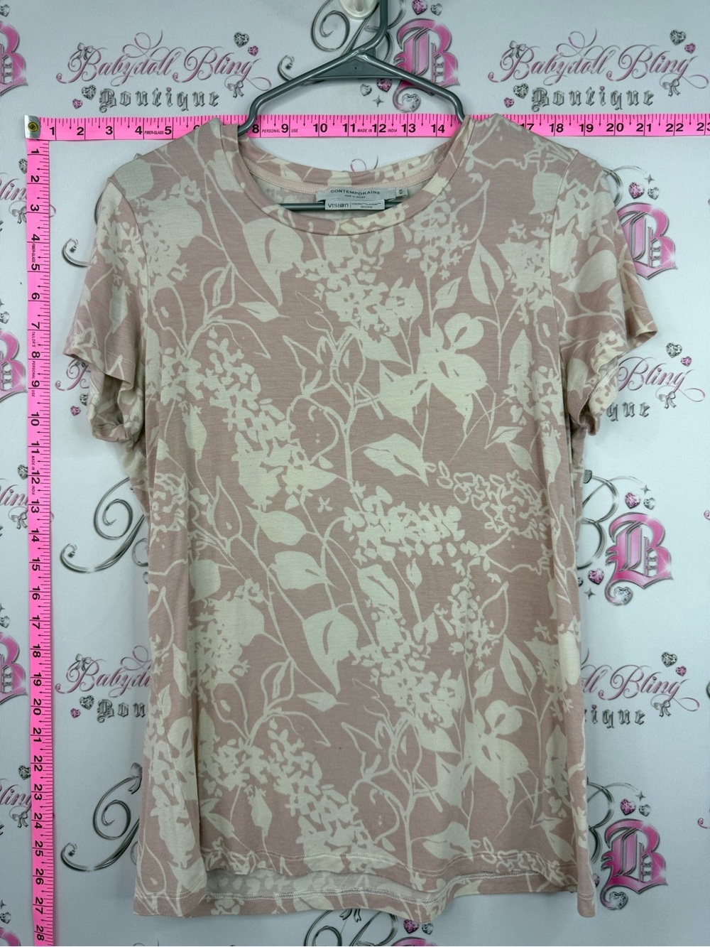 Simons tshirt Floral Short Sleeve Tee - Light Pink & Cream